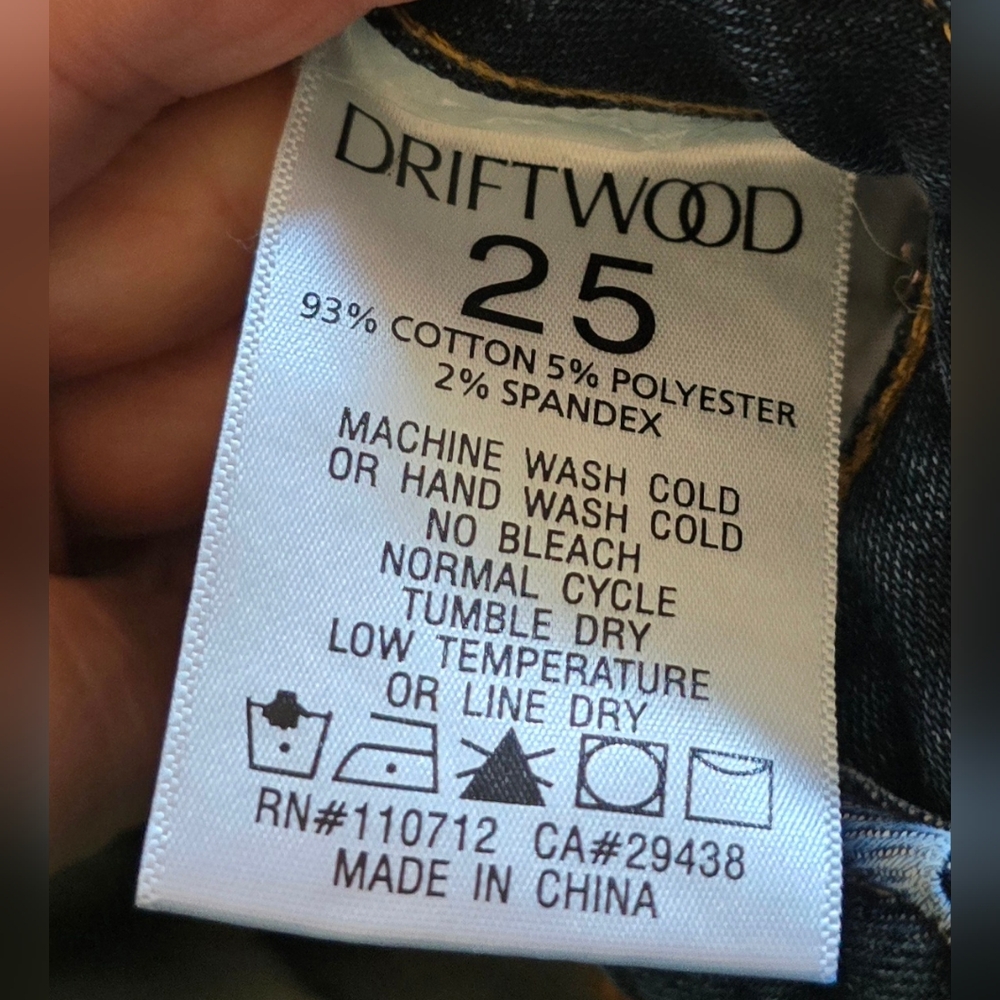 DRIFTWOOD Collete Jeans w/ Embroidered Hem/Pockets 25x26. Size 25. Maybe capris. - Picture 5 of 5